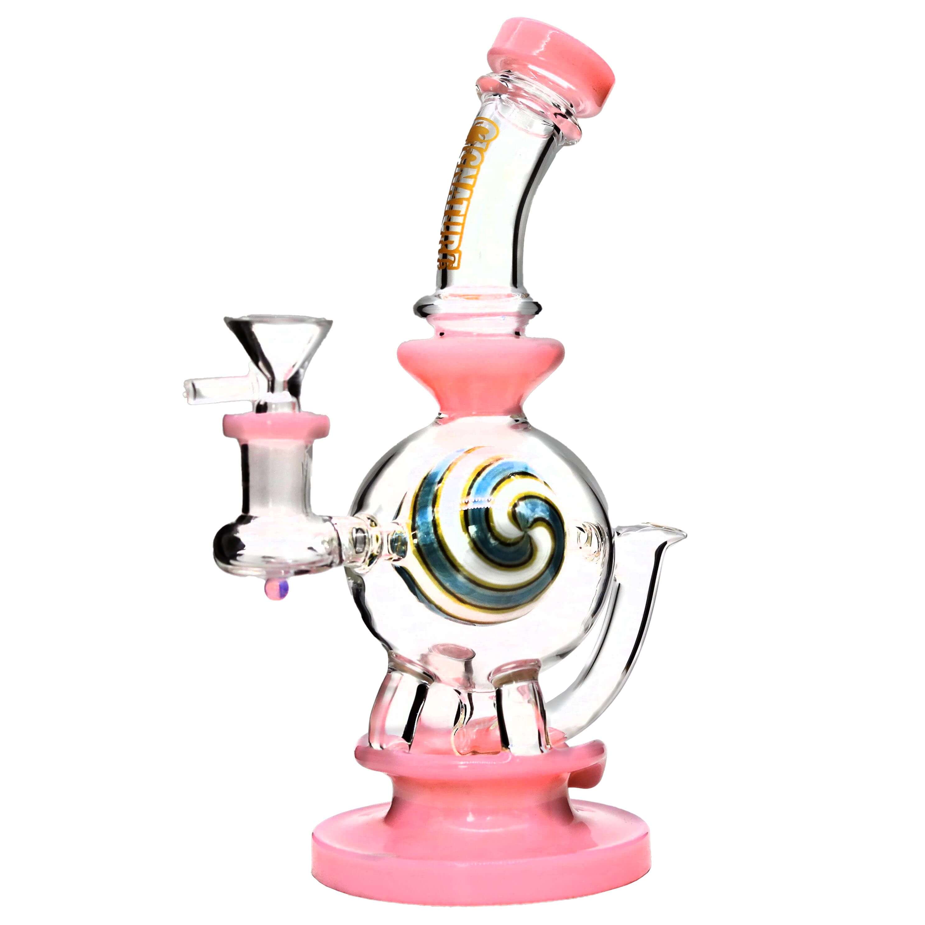 Cignature Middle Ball Shaped Wigwag Ball Perc Bent Neck Waterpipe (H3232) | 9 inch | Assorted Colors product image